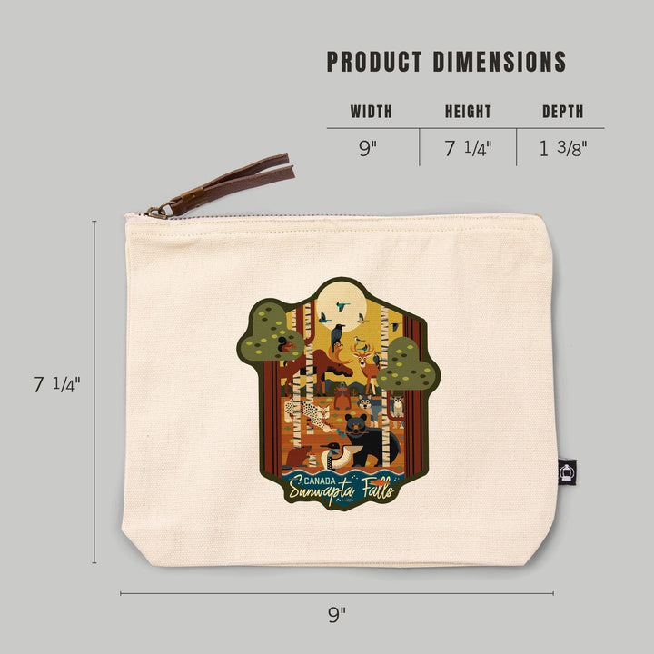 Jasper National Park, Canada, Sunwapta Falls, Forest Animals, Geo,, Organic Cotton Zipper Pouch, Go Bag Go Bag Lantern Press 