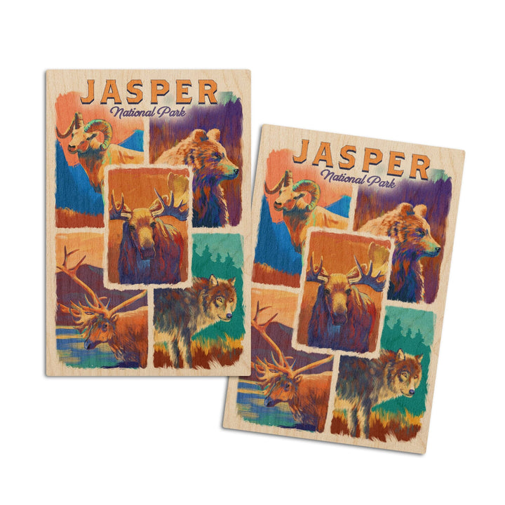 Jasper National Park, Canada, Vivid Animals, Lantern Press Artwork, Wood Signs and Postcards Wood Lantern Press 4x6 Wood Postcard Set 