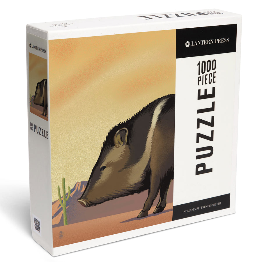 Javelina, Lithograph, Jigsaw Puzzle Puzzle Lantern Press 