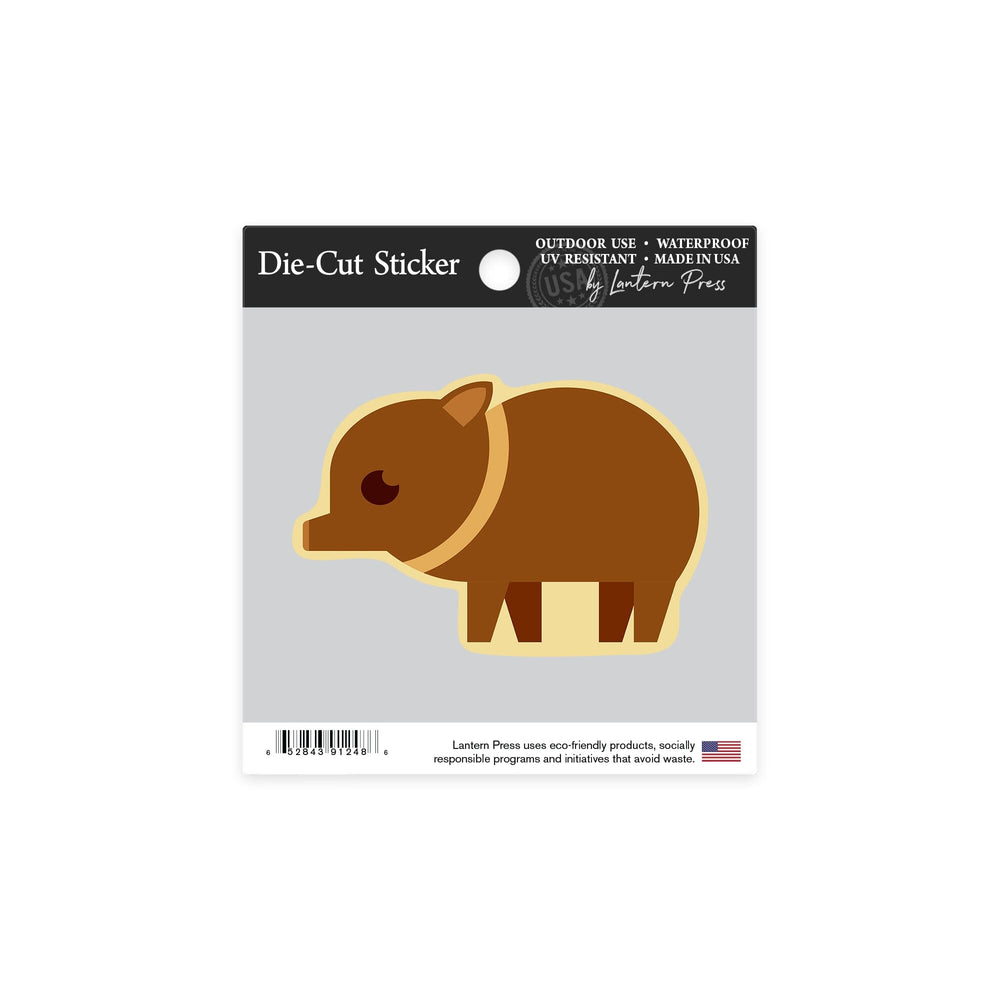 Javelina Pigling, Geometric, Contour, Vinyl Sticker Sticker Lantern Press 