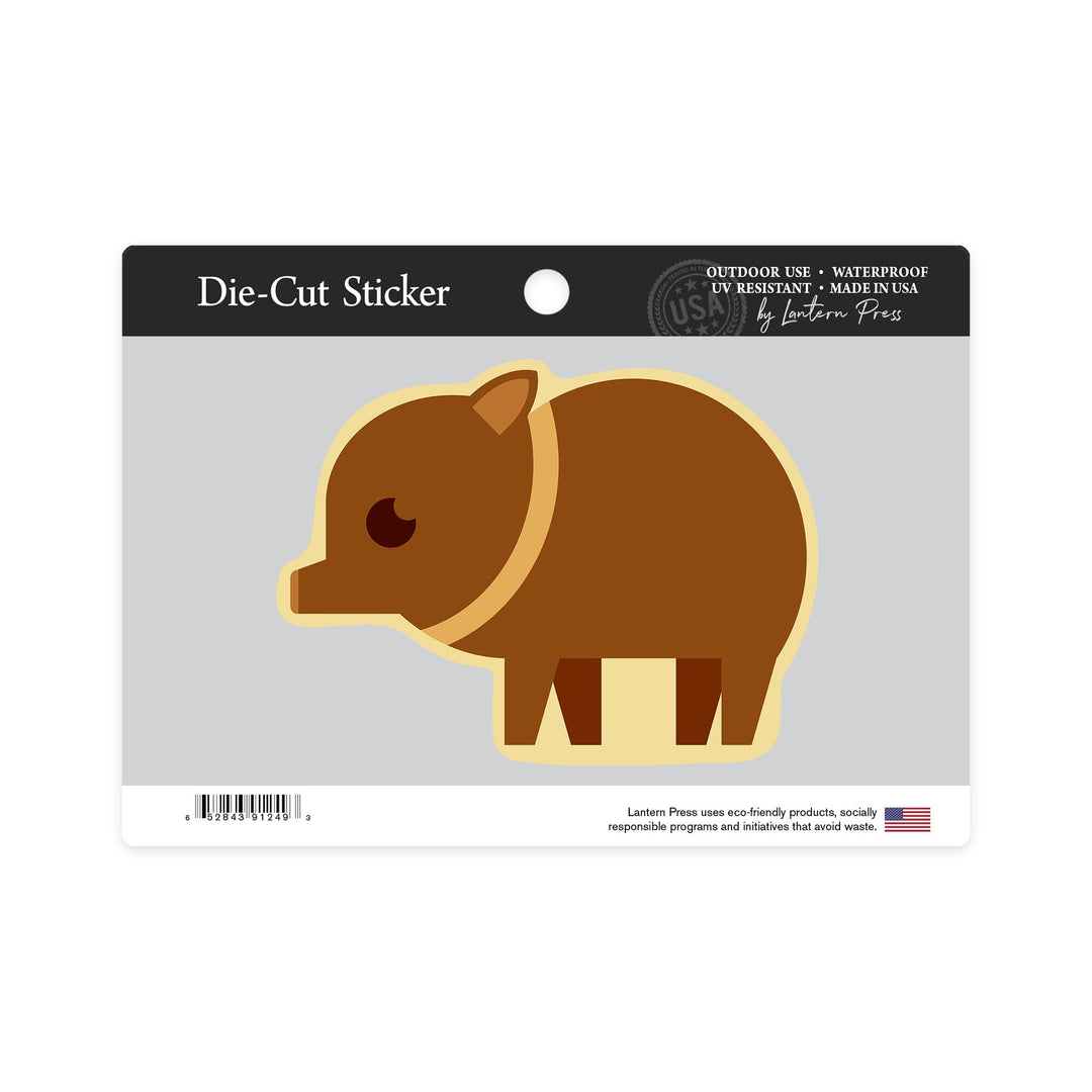 Javelina Pigling, Geometric, Contour, Vinyl Sticker Sticker Lantern Press 