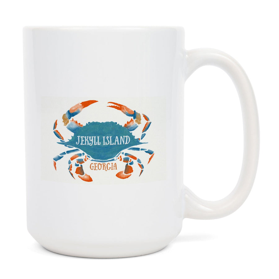 Jekyll Island, Georgia, Blue Crab, Watercolor, Contour, Lantern Press Artwork, Ceramic Mug Mugs Lantern Press 