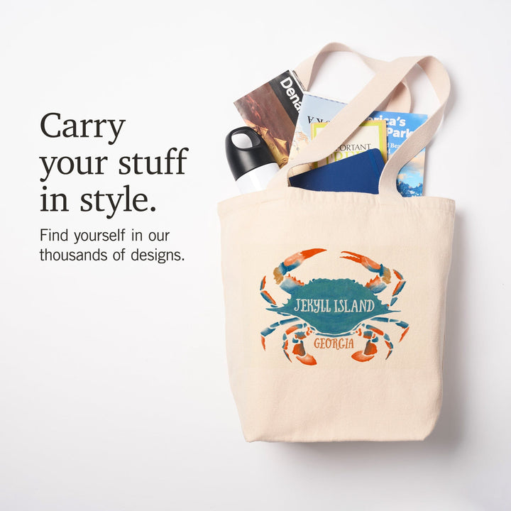 Jekyll Island, Georgia, Blue Crab, Watercolor,, Tote Bag Totes Lantern Press 