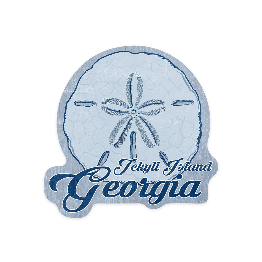 Jekyll Island, Georgia, Sand Dollar, Blue, Coastal Icon, Contour, Lantern Press Artwork, Vinyl Sticker Sticker Lantern Press 
