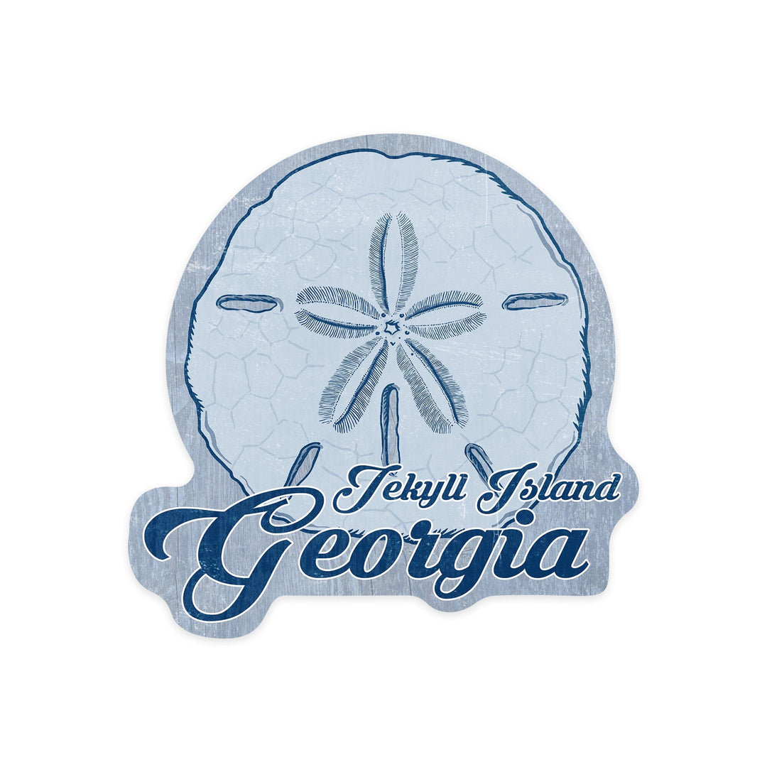 Jekyll Island, Georgia, Sand Dollar, Blue, Coastal Icon, Contour, Lantern Press Artwork, Vinyl Sticker - Lantern Press