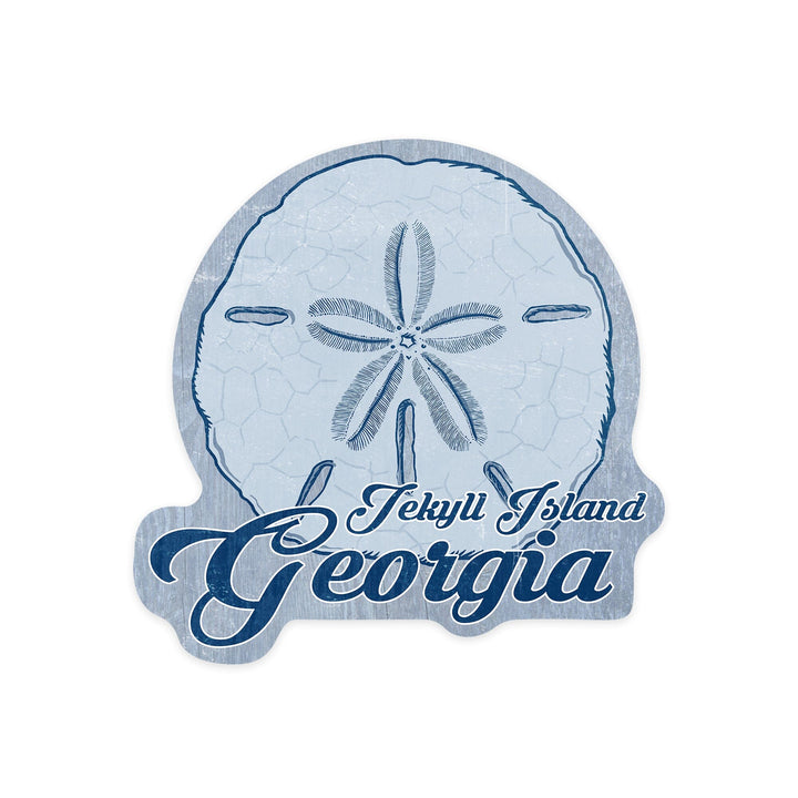 Jekyll Island, Georgia, Sand Dollar, Blue, Coastal Icon, Contour, Lantern Press Artwork, Vinyl Sticker - Lantern Press