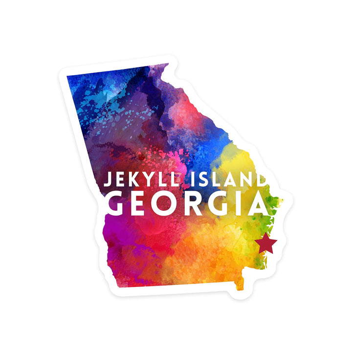 Jekyll Island, Georgia, State Abstract, Contour, Vinyl Sticker Sticker Lantern Press 