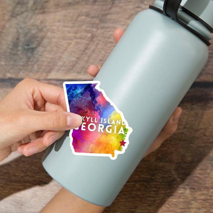 Jekyll Island, Georgia, State Abstract, Contour, Vinyl Sticker Sticker Lantern Press 