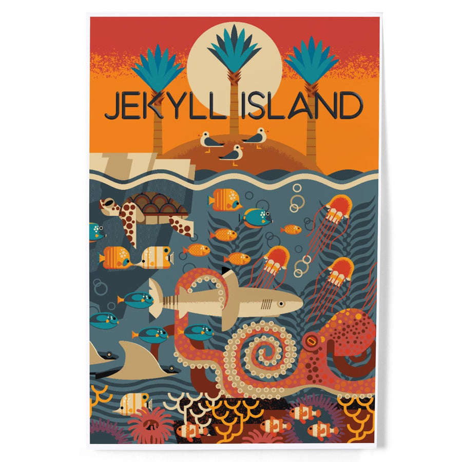 Jekyll Island, Georgia, Textured Geometric, Art & Giclee Prints Art Lantern Press 