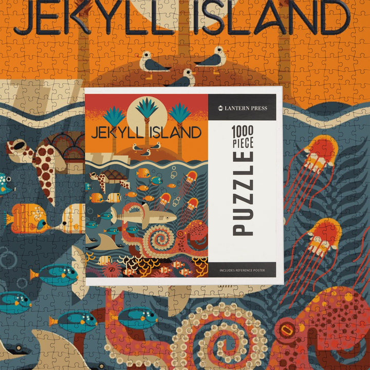 Jekyll Island, Georgia, Textured Geometric, Jigsaw Puzzle Puzzle Lantern Press 