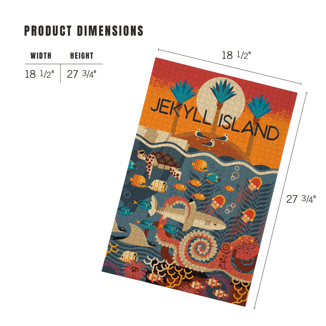 Jekyll Island, Georgia, Textured Geometric, Jigsaw Puzzle Puzzle Lantern Press 
