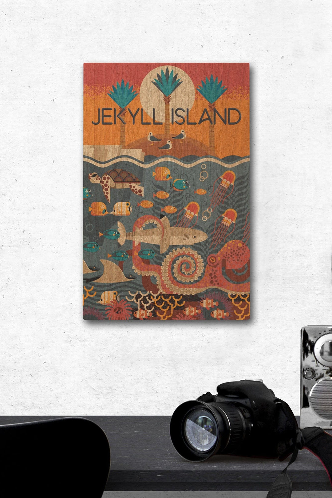 Jekyll Island, Georgia, Textured Geometric, Lantern Press Artwork, Wood Signs and Postcards Wood Lantern Press 12 x 18 Wood Gallery Print 