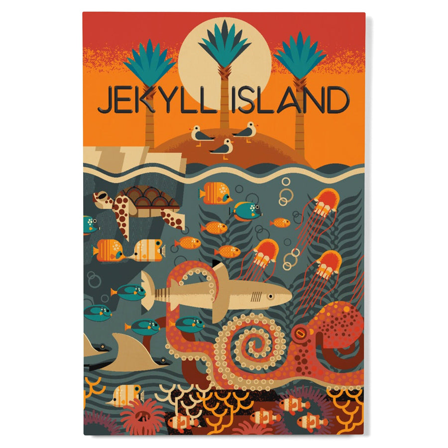Jekyll Island, Georgia, Textured Geometric, Lantern Press Artwork, Wood Signs and Postcards Wood Lantern Press 