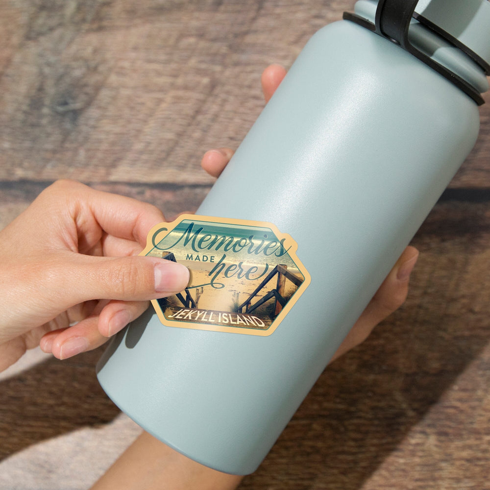 Jekyll Island, Memories Made Here, Sentiment, Contour, Vinyl Sticker Sticker Lantern Press 