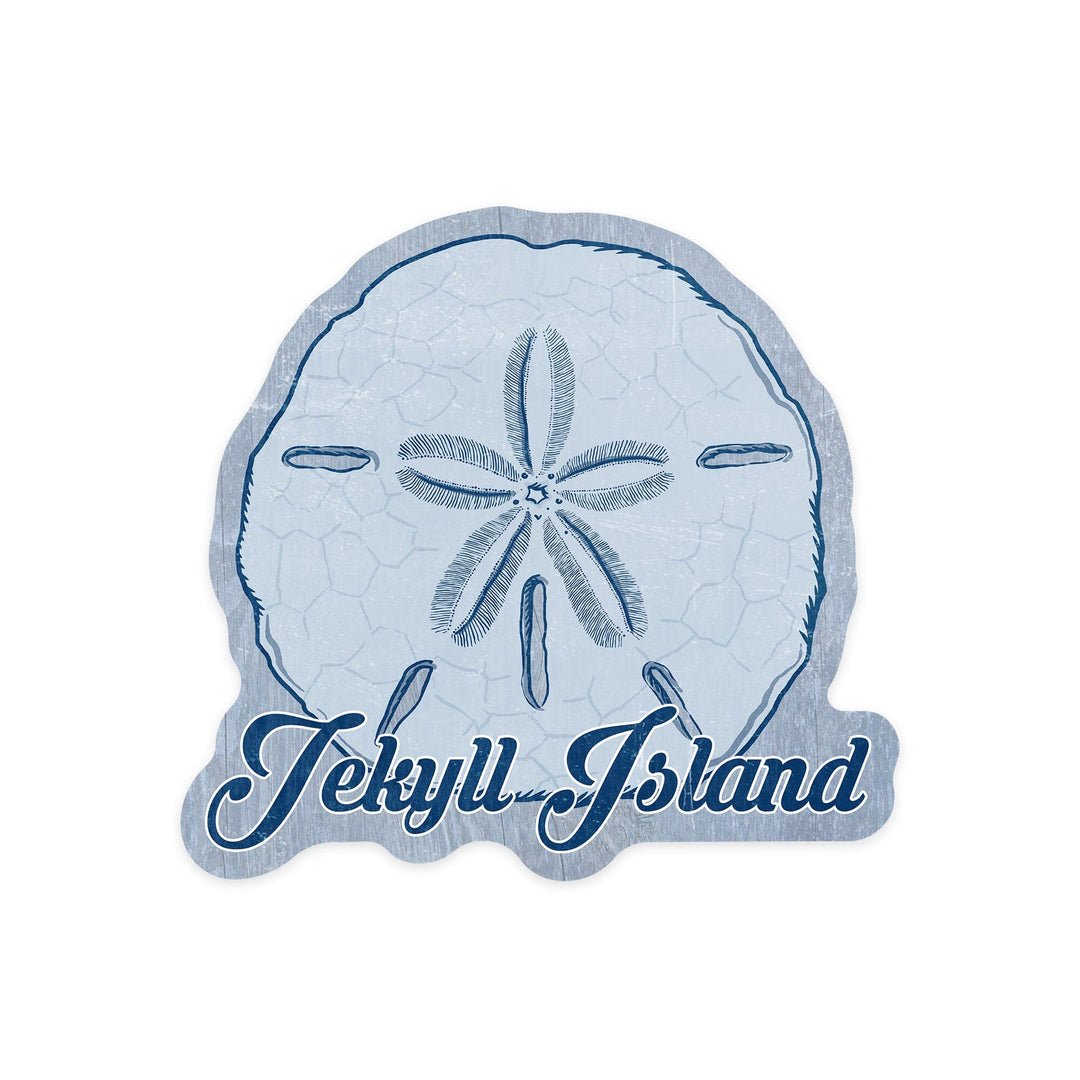 Jekyll Island, Sand Dollar, Blue, Coastal Icon, Contour, Vinyl Sticker Sticker Lantern Press 