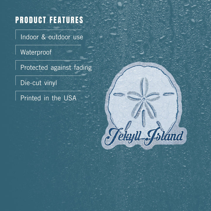 Jekyll Island, Sand Dollar, Blue, Coastal Icon, Contour, Vinyl Sticker Sticker Lantern Press 