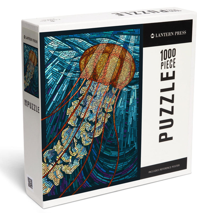 Jellyfish, Paper Mosaic, Jigsaw Puzzle Puzzle Lantern Press 