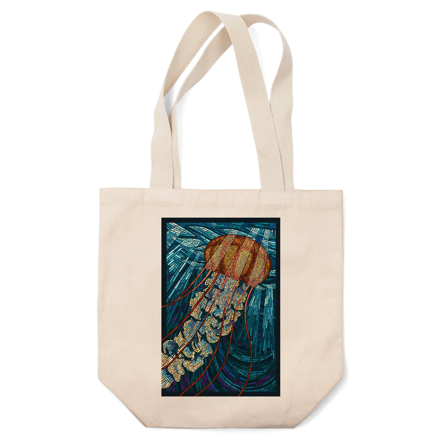 Jellyfish, Paper Mosaic, Lantern Press Artwork, Tote Bag Totes Lantern Press 