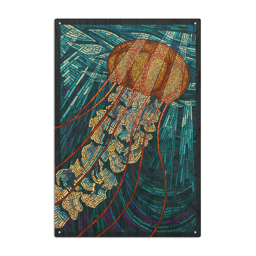 Jellyfish, Paper Mosaic, Lantern Press Artwork, Wood Signs and Postcards - Lantern Press