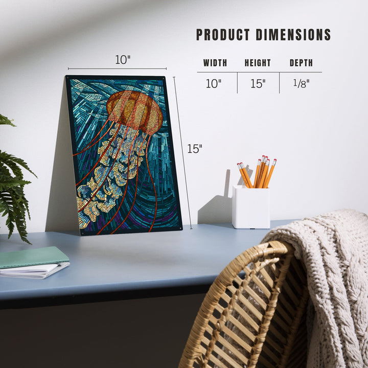 Jellyfish, Paper Mosaic, Lantern Press Artwork, Wood Signs and Postcards - Lantern Press