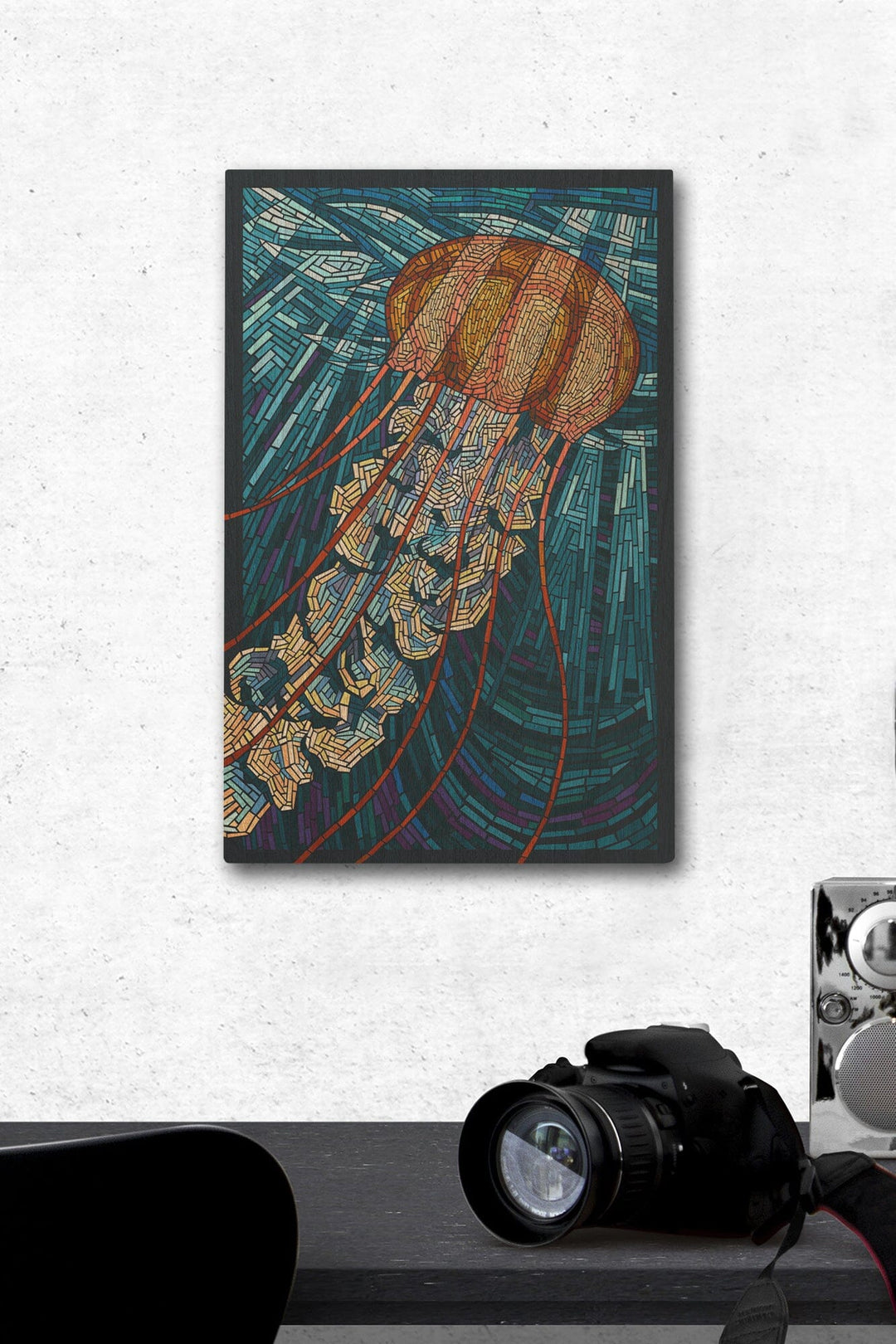 Jellyfish, Paper Mosaic, Lantern Press Artwork, Wood Signs and Postcards - Lantern Press