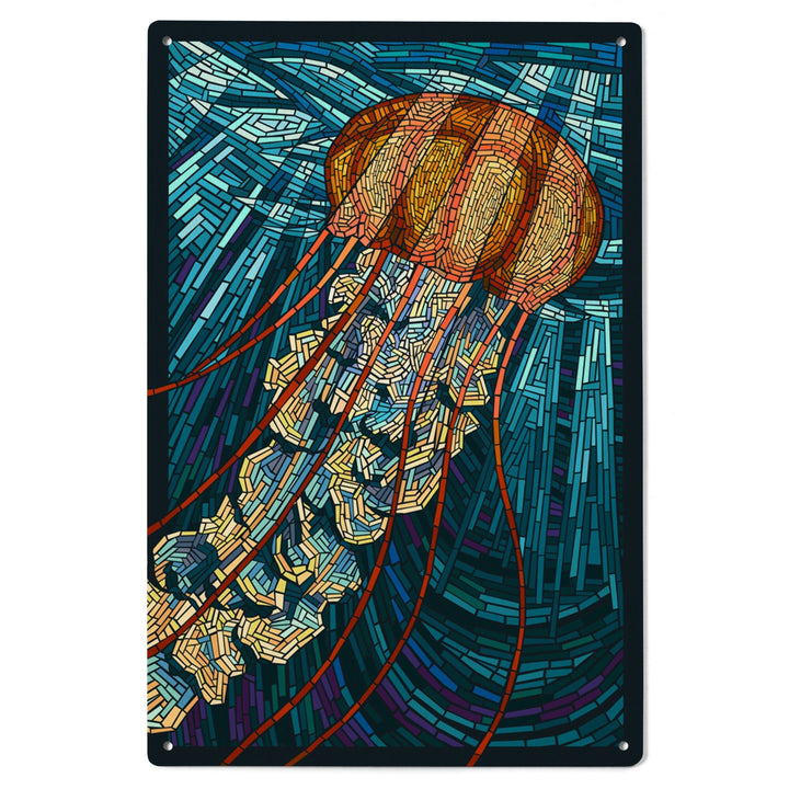 Jellyfish, Paper Mosaic, Lantern Press Artwork, Wood Signs and Postcards - Lantern Press