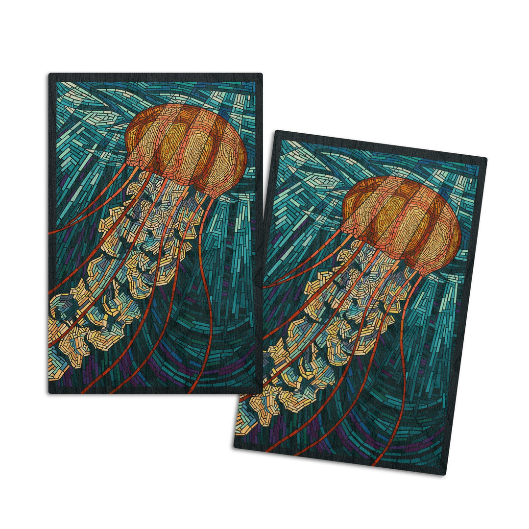 Jellyfish, Paper Mosaic, Lantern Press Artwork, Wood Signs and Postcards - Lantern Press