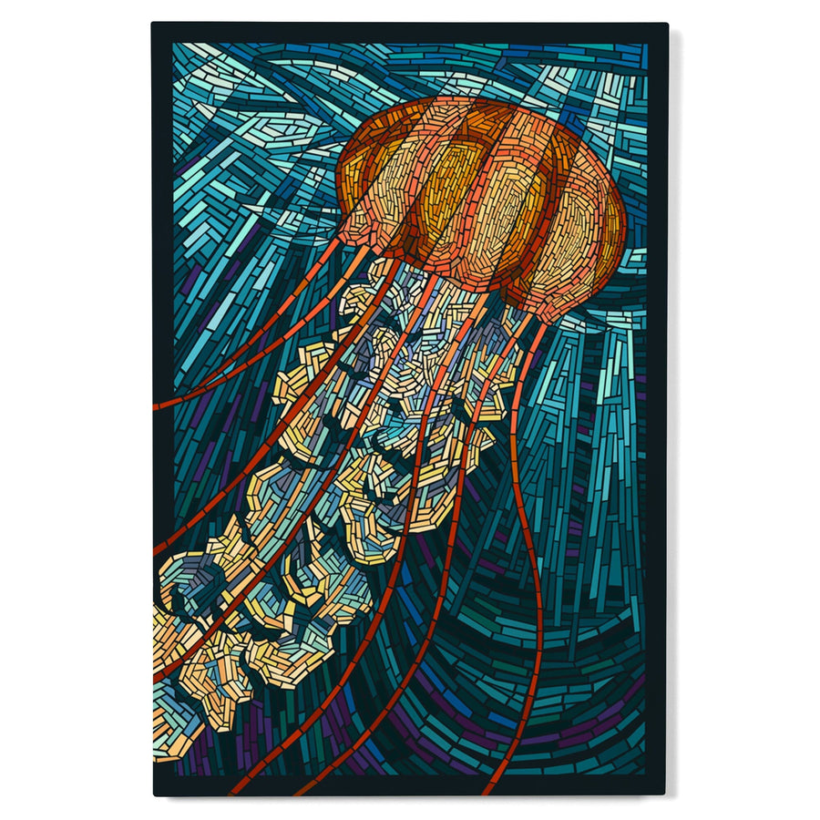 Jellyfish, Paper Mosaic, Lantern Press Artwork, Wood Signs and Postcards Wood Lantern Press 