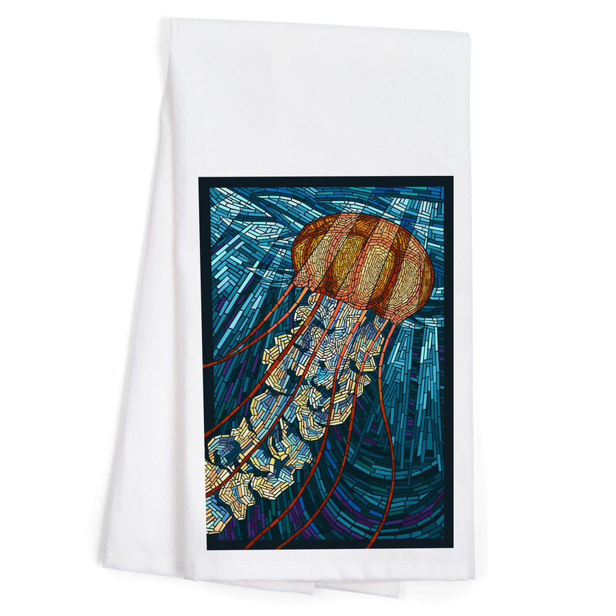 Jellyfish, Paper Mosaic, Organic Cotton Kitchen Tea Towels Kitchen Lantern Press 