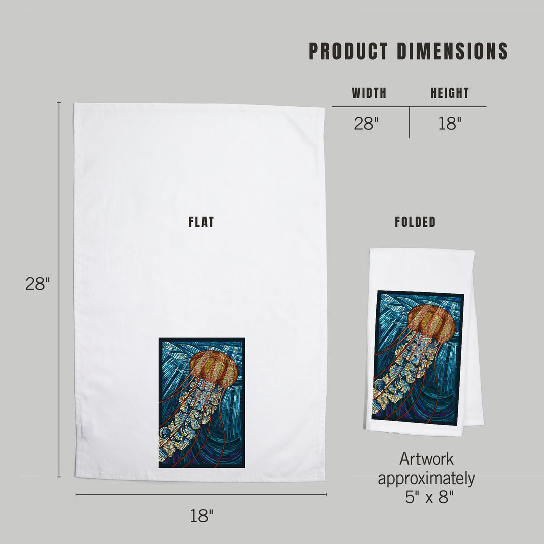 Jellyfish, Paper Mosaic, Organic Cotton Kitchen Tea Towels Kitchen Lantern Press 