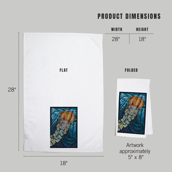 Jellyfish, Paper Mosaic, Organic Cotton Kitchen Tea Towels Kitchen Lantern Press 