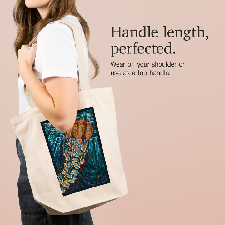 Jellyfish, Paper Mosaic, Tote Bag Totes Lantern Press 