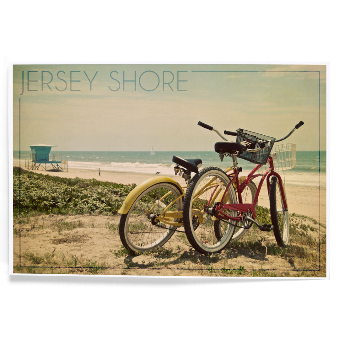 Jersey Shore, Bicycles and Beach Scene, Art & Giclee Prints - Lantern Press