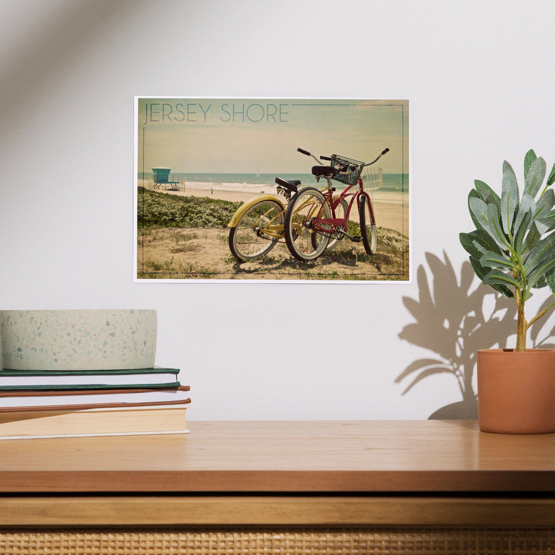 Jersey Shore, Bicycles and Beach Scene, Art & Giclee Prints - Lantern Press