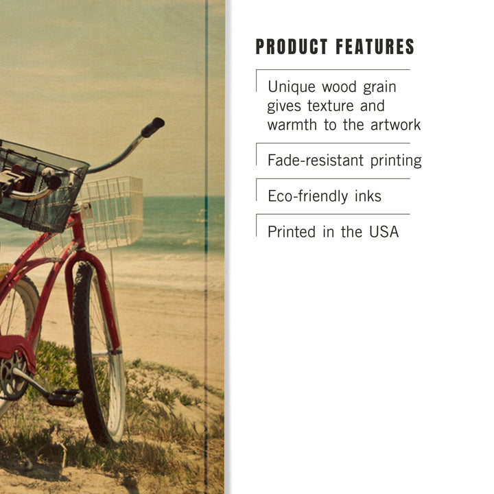 Jersey Shore, Bicycles & Beach Scene, Lantern Press Photography, Wood Signs and Postcards - Lantern Press