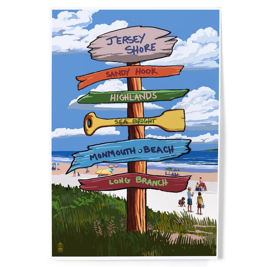 Jersey Shore, Destination Signpost, Art & Giclee Prints Art Lantern Press 
