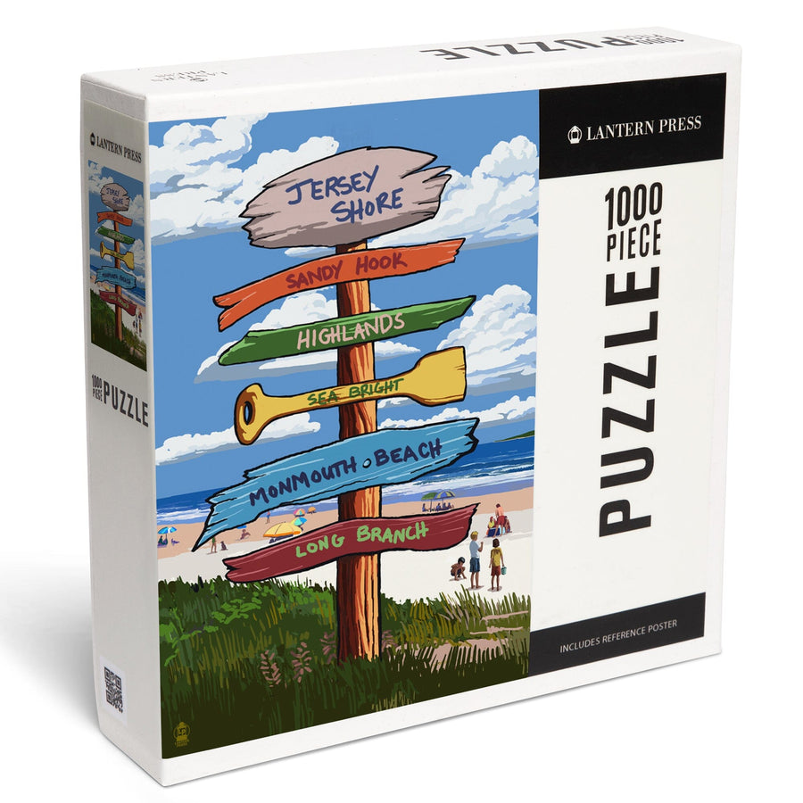 Jersey Shore, Destination Signpost, Jigsaw Puzzle Puzzle Lantern Press 