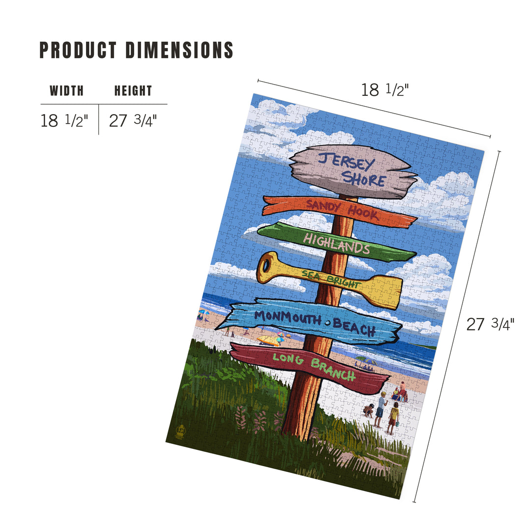 Jersey Shore, Destination Signpost, Jigsaw Puzzle Puzzle Lantern Press 