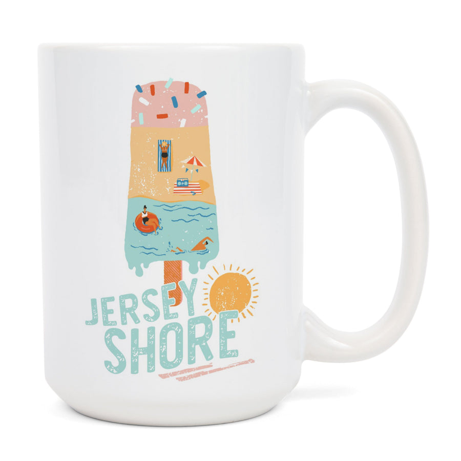 Jersey Shore, New Jersey, Summer Ice Cream Scene, Lantern Press Artwork, Ceramic Mug Mugs Lantern Press 