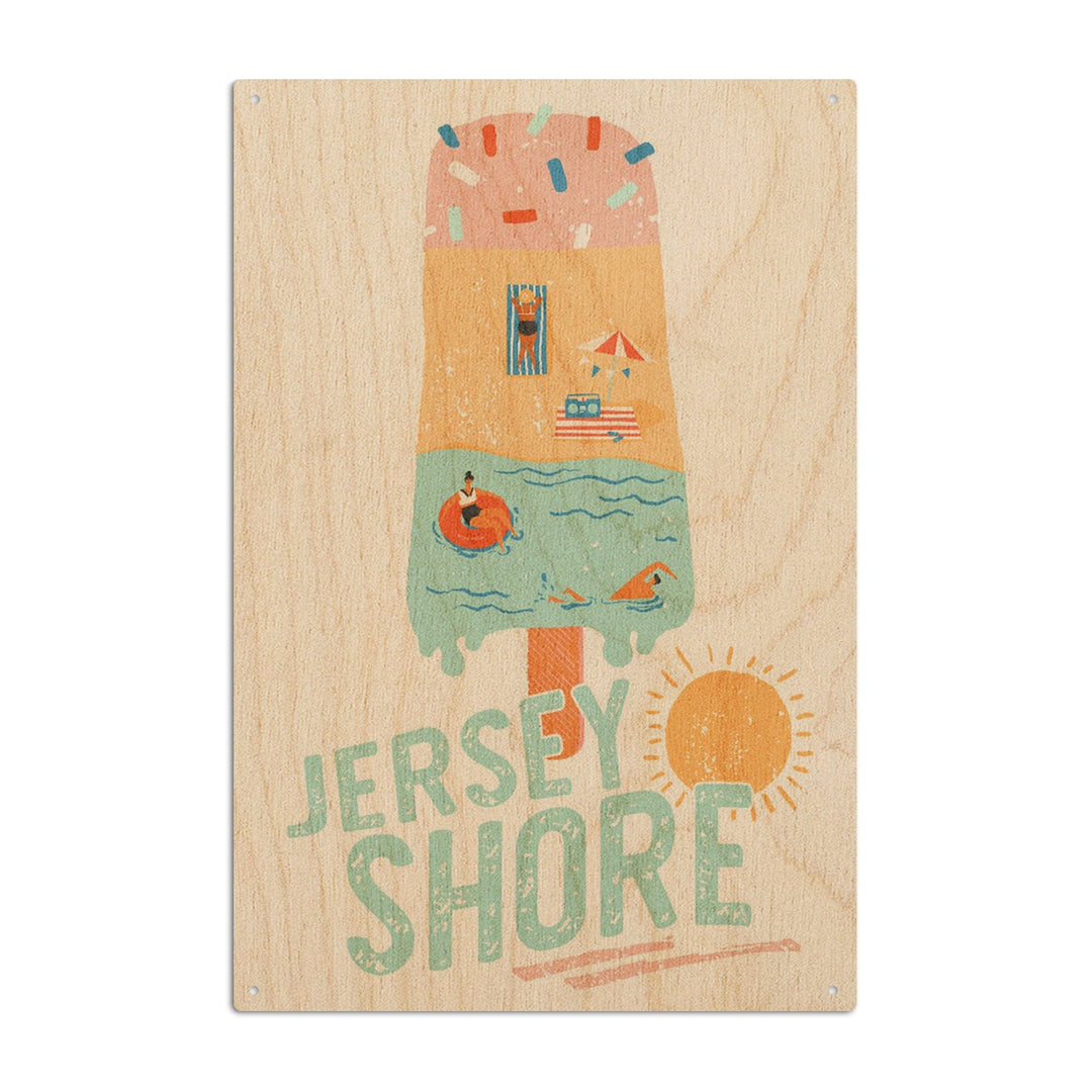 Jersey Shore, New Jersey, Summer Ice Cream Scene, Lantern Press Artwork, Wood Signs and Postcards Wood Lantern Press 10 x 15 Wood Sign 