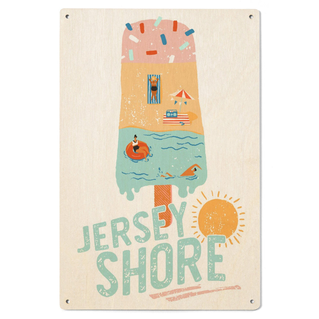 Jersey Shore, New Jersey, Summer Ice Cream Scene, Lantern Press Artwork, Wood Signs and Postcards Wood Lantern Press 