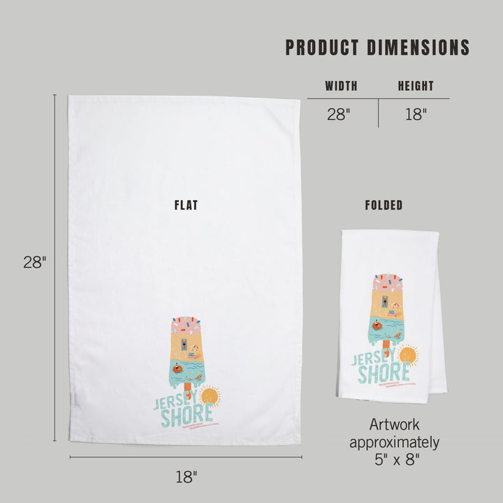 Jersey Shore, New Jersey, Summer Ice Cream Scene, Organic Cotton Kitchen Tea Towels Kitchen Lantern Press 
