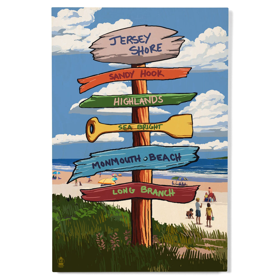 Jersey Shore, Signpost Destinations, Lantern Press Artwork, Wood Signs and Postcards - Lantern Press