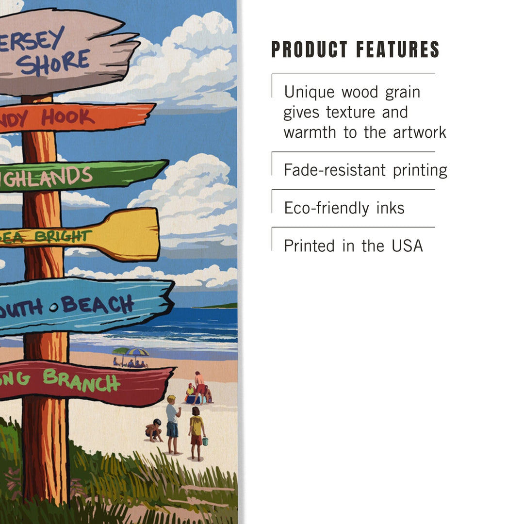 Jersey Shore, Signpost Destinations, Lantern Press Artwork, Wood Signs and Postcards Wood Lantern Press 