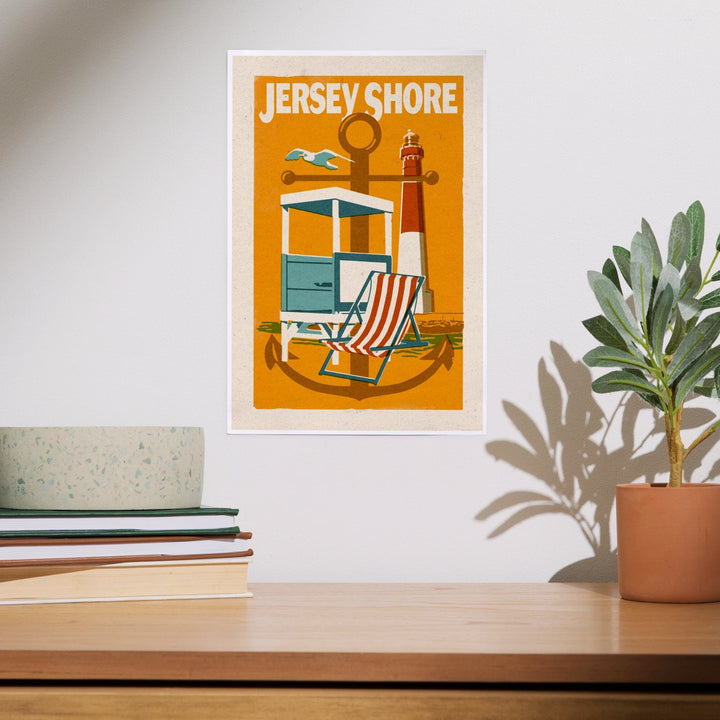 Jersey Shore, Woodblock, Art & Giclee Prints - Lantern Press