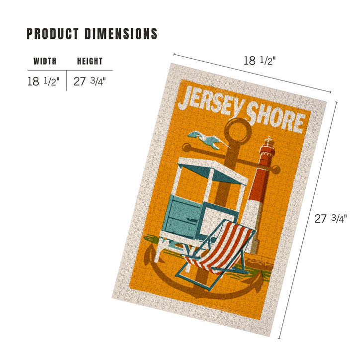 Jersey Shore, Woodblock, Jigsaw Puzzle Puzzle Lantern Press 