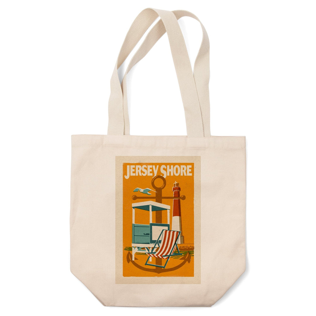 Jersey Shore, Woodblock, Lantern Press Artwork, Tote Bag - Lantern Press