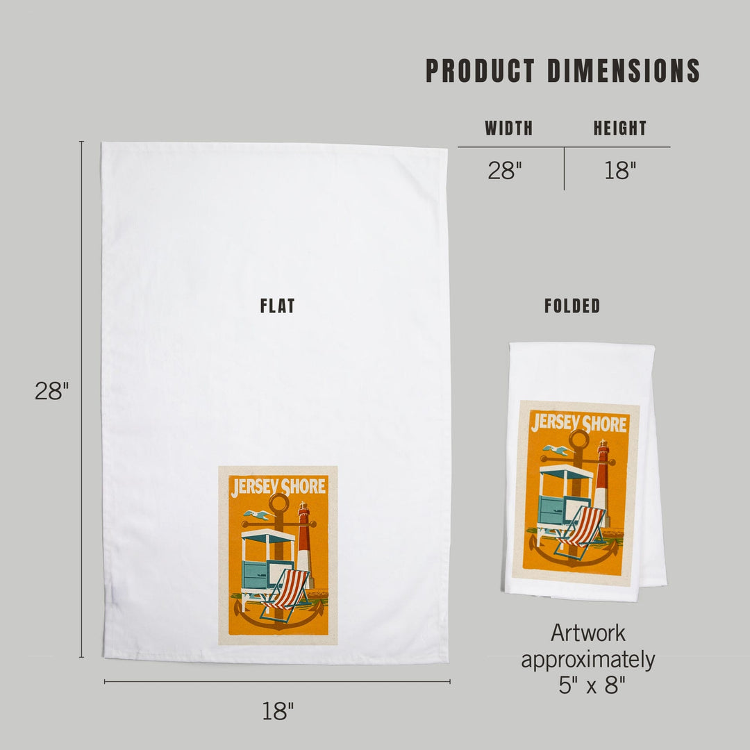 Jersey Shore, Woodblock, Organic Cotton Kitchen Tea Towels Kitchen Lantern Press 
