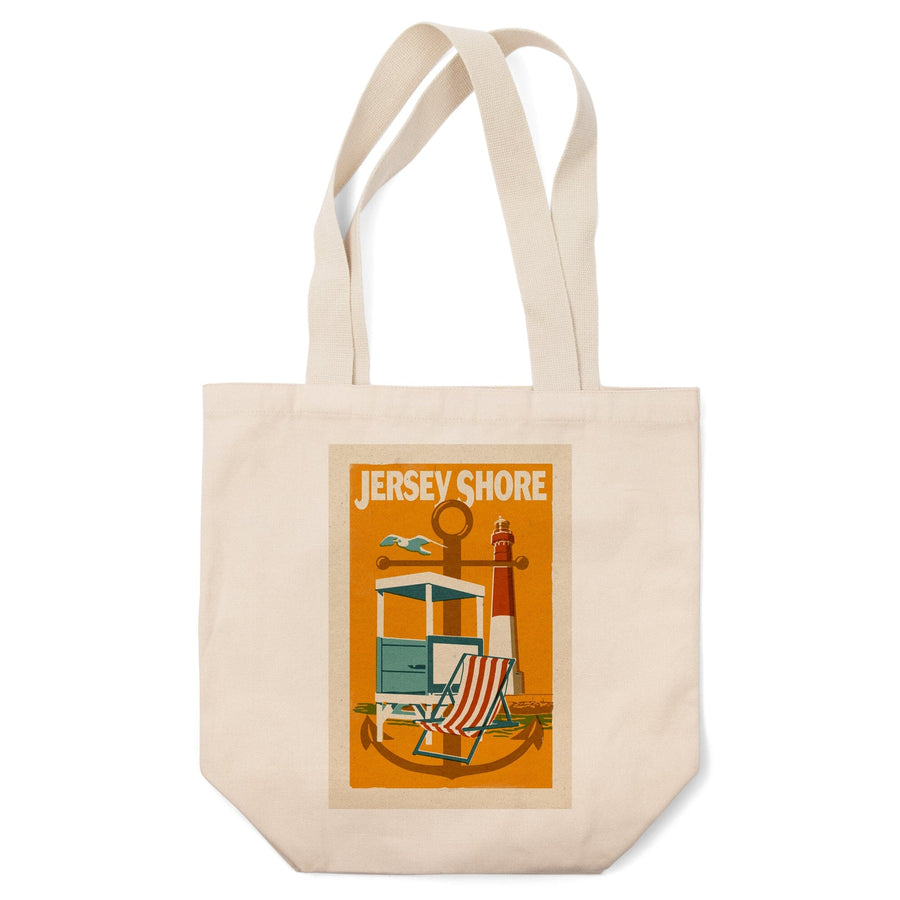 Jersey Shore, Woodblock, Tote Bag Totes Lantern Press 