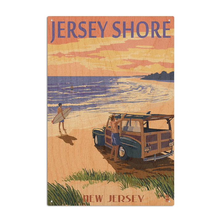 Jersey Shore, Woody on the Beach, Lantern Press Artwork, Wood Signs and Postcards Wood Lantern Press 10 x 15 Wood Sign 